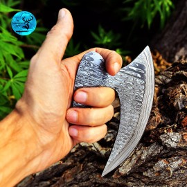 Damascus CUSTOM HANDMADE FORGED DAMASCUS STEEL PIZZA CUTTER ULU KNIFE BLANK BLADE 2655
