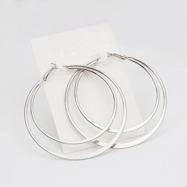 TseenYi Silver Large Hoop Earrings Boho Giant Circle Hoop Earrings Round Tube Polished Hoop Earrings Jewellery for Women and Girls Gifts