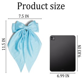3PCS Sky blue Large Hair Bows for Women Oversized Long Tail Bow Hair Clips Satin Daily Ribbon Bow Hair Family Barrettes Ponytail Holder Vintage Easter Hair Accessories for Girls Teens