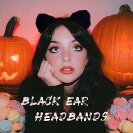Goresory Halloween Cat Ear Headbands Black Ear Headband Cat Headpiece Hair Accessory for Women