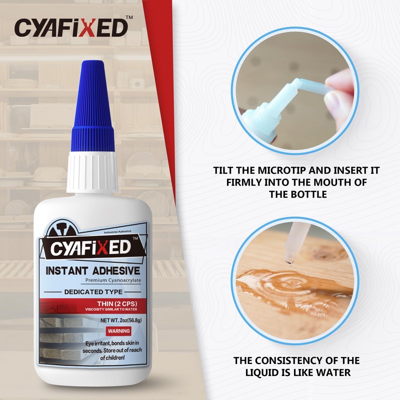 CYAFIXED Professional Grade Cyanoacrylate Super Glue, Super Thin Viscosity CA