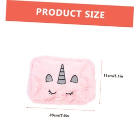 IWOWHERO Plush Unicorn Embroidered Makeup Bag Large Capacity Cosmetic Pouch Portable Toiletry Organizer with Zipper for Travel and Daily Use