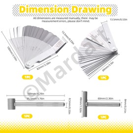 Mardatt 4Pcs Motorcycle Engine Valve Adjustment Tool Kit Includes 8mm/9mm/10mm Valve Screw Repair Wrench and 16 Blades 0.005”-0.02” Steel Feeler Gauge, Square Hexagon Socket Spanner & Feeler Gauge