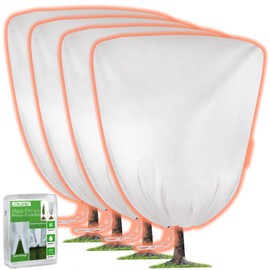 LCHUANG 4Pack Thickened Plant Covers Freeze Protection for Winter, 71" x 47" Large Frost Blankets for Plants Tree Shrubs Cloth Protector Drawstring Bags Jacket for Outdoor Plants (3.2 oz/yd²)