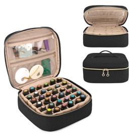 Yarwo Essential Oil Carrying Case - Holds 36 Essential Bottles(5-30ml), Portable Organizer for Essential Oil and Accessories, Black