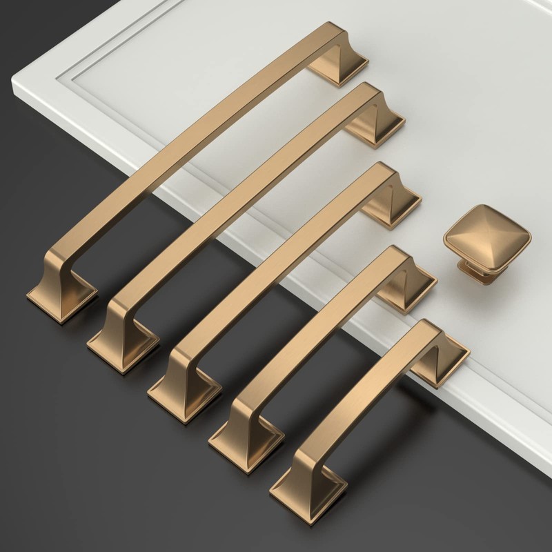 Amerdeco 10 Pack 1-1/3 Inch Champagne Bronze Cabinet Knobs Gold