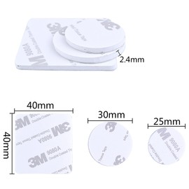 Hendevl 100 Pieces Double Sided White Foam Pads Mixed Round and Square Strong Adhesive Replacement Sticky Pad Mounting Tapes for Walls Door Wood Metals Glass Papers Art Crafts, 3 Sizes