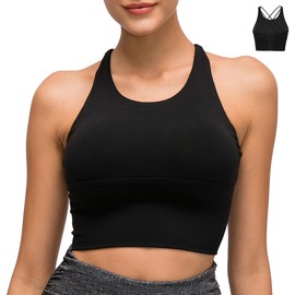 Kalocero Women's Sports Bras Racerback Wirefree Breathable Yoga Gym Bra Ladies 8 Black