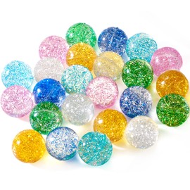 Ayfjovs 24PCS Glitter Bouncy Balls for Kids Party Favors, 32mm 6 Colors Rubber Bounce Balls Bulk, Christmas Gift Bag Filling