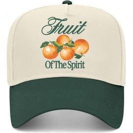 Fruit of The Spirit Oranges Vintage Trucker Hat | God Jesus | Premium Snapback Baseball Hat for Men & Women (US, Alpha, One Size, Green/Natural)