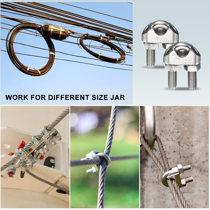sourcing map 20 Pcs M4 Stainless Steel Wire Rope Clip