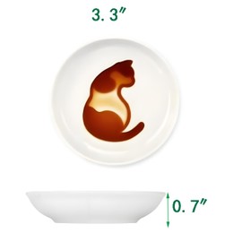 Japanese Cute Cat soy sauce Plates,Japanese soy sauce plates,Ceramic Dipping bowls for Appetizer Dessert Sushi Sauce 3.94 x 0.75 Inches Set of 6