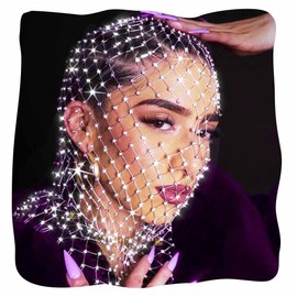 JEWEKY Rhinestone Face Mask Fishnet Mesh Mask Accessories for Women