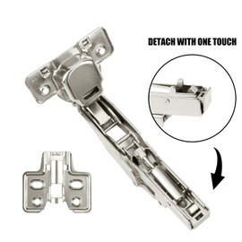 Cabinet Hinges,1 Pair 175/165 Degree Hinge, Concealed Hydraulic Adjustable Mounting Soft Close Cabinet Hinges Nickel-Plated Steel Buffer Dampers for Wardrobe, Cupboard (Full Overlay)