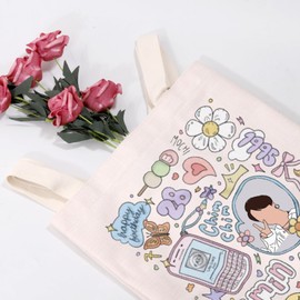 MEIKIUP JIMIN Canvas Tote Bag K-pop Group Bangtan Shoulder Bag JIMIN Fans Gift K-pop JIMIN Merchandise K-pop Tote Bag (JIMIN TB)