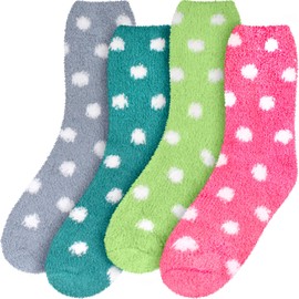 Super suave y cálida Fuzzy rayas/lunares/Degradado/copo de nieve Calcetines – 4 pares, Assortment T