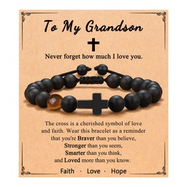 ORISPRE Grandson Bracelet Grandson Gifts from Grandma, Easter Stuffers Birthday Christmas Confirmation Gifts for Grandson Teenage Teen Gifts Ideas