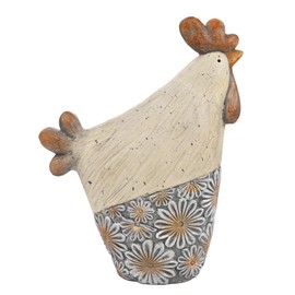 Widdop and Co Country Living - Resin Speckled Chicken Figurine - Rustic Country Cottage Aesthetic Gifting & Homeware - For Living Room, Kitchen, Dining Room, Bedroom or Bathroom - H: 22cm x W: 7cm.