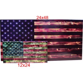 BackYardGamesUSA Premium Wood Wall Art Decor - PATRIOTIC Flags - 24x48 or 12x24, Ready to Hang Home Decor Picture for Living Room (Rustic Wood Flag, 24x48)