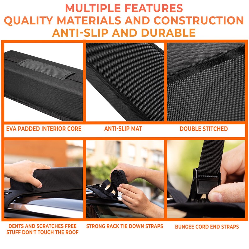 ZONETECH Soft Roof Rack Pads Heavy Duty, Use with or