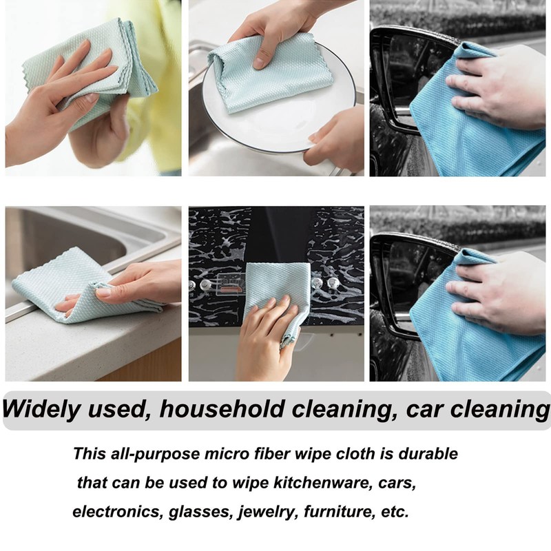10PCS Fish Scale Microfiber Polishing Cleaning Cloth,Nanoscale Glasses Cleaning Towels