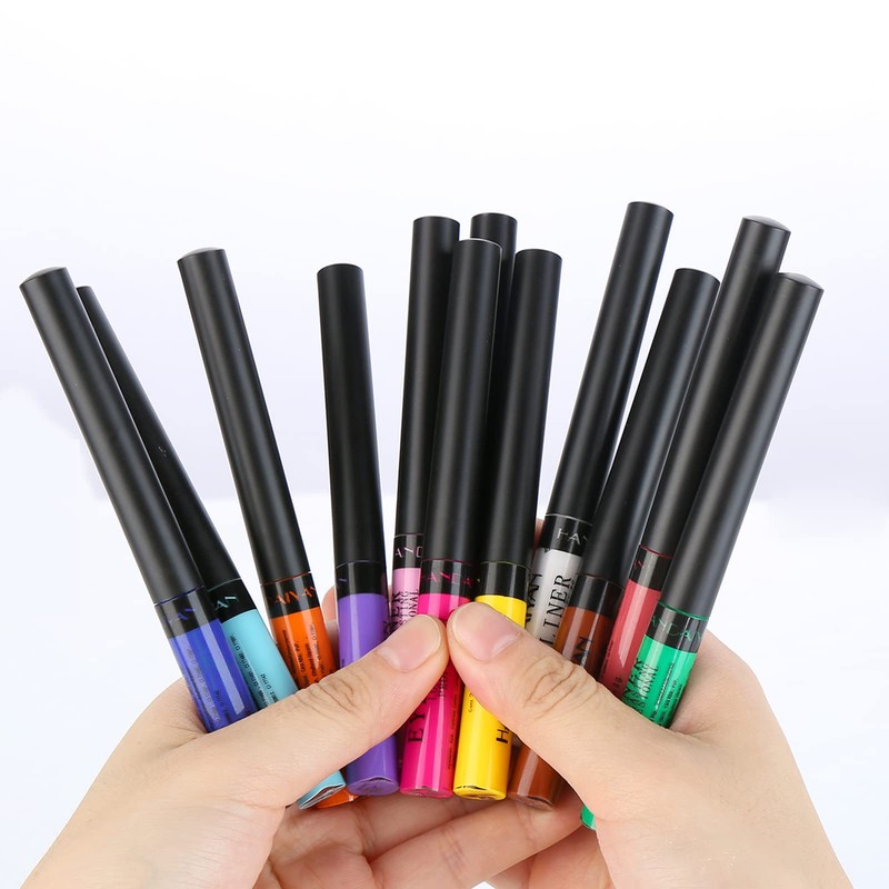 Coloured Eyeliner, Matte Liquid Eyeliner, Black Eyeliner Long-Lasting Waterproof Liquid