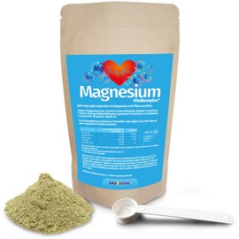 Magnesium Vitalkomplex Pulver mit Magnesium-Citrat, Baobab Fruchtpulver, L-Glycin, Coenzym Q10, Vitamin K2, Vitamin D3. Vegan (500 g (1 er Pack))