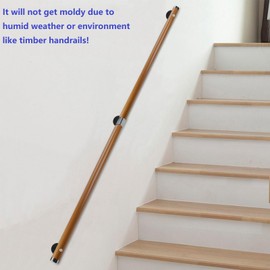 Dakzhou6.61Ft Wooden Handrail Resin Non-Slip Stair Handrail Wall Mounted Handrail Indoor Outdoor, Comfortable Barrier-Free Stair Handrail for Elderly 1.97" Round（connectors）…
