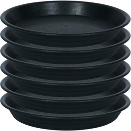 MSKIAUO Plant Saucer Pot Tray 4 inch, 6 Packs Plastic Flower Planter Saucers and Drip Trays for Indoors Outdoors, Heavy Durable Plant Plate Water Catcher (Black)