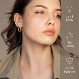 Gold Hoop Earrings Set, 4 Pairs of Gold-Plated Hoop Earrings, Gold Small for Women, Hypoallergenic Cartilage Huggie Hoop Earrings, Heart Piercing Earrings, Gold for Multiple Ear Holes