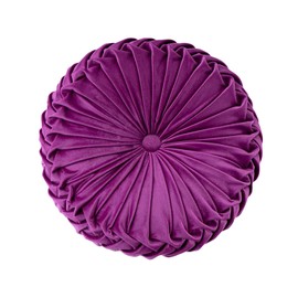 Throw Pillow for Couch Decorative 3D Pumpkin Vehicle Wheel Round Velvet Cushion for Sofa Bed Chair Floor 15”X15”, Dark Purple