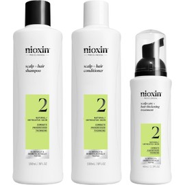 Nioxin Kit de prueba de cuidado del sistema de cabello, sistema 3 unidades, Kit de prueba de cuidado del sistema capilar Nioxin, Sistema 2 (Cabello fino / Adelgazamiento progresivo)