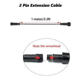 HIBOITEC 5Pack Deck Lights 2pin Extension Cable Cord for HIBOITEC Warm Deck Lights and White Deck Lights, UL Listed, IP67 Waterproof, 3.28ft 1M/ PCS