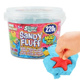 SLIMY Sandy Fluff 220 g Blue Sand - Original Slime Sand for Children, Magic Play Clay Including Bucket and Two Shapes, Elastic Play Clay (Toy from 3 Years)