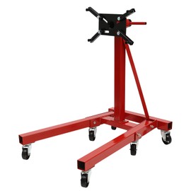 KELIBI Engine Stand, 2000 LBS Capacity Folding Engine Steel Stand, 6 Universal Wheels Adjustable Rectangular Stand, 360°Rotating Vehicle Motor Hoist Dolly Mover Jack, for Disassembly, Assembly-Red