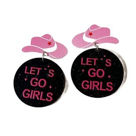 Cute Glitter HOWDY Acrylic Western Cowgirl Cowboy Drop Dangle Lightweight Earrings Country Concert Rodeo Disco Party Boho Southern Jewelry for Women-black