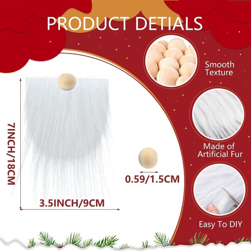 12pcs Pre Cut Gnome Beards for Easter Crafts,Faux Fur Fabric