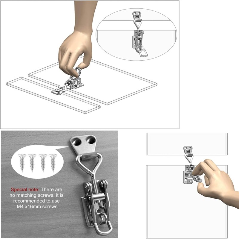 Set of 4 Stainless Steel Toggle Latches, Snap Lock Large