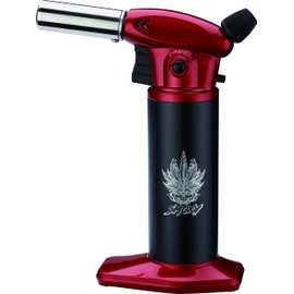 Smoxy Vulcan Kitchen Food Torch for Creme Brulee, Baking, Desserts and Searing- Butane Torch Lighter, Blow Torch for Cooking with Lock and Adjustable Flame (Butane Gas Not Included) (Red)