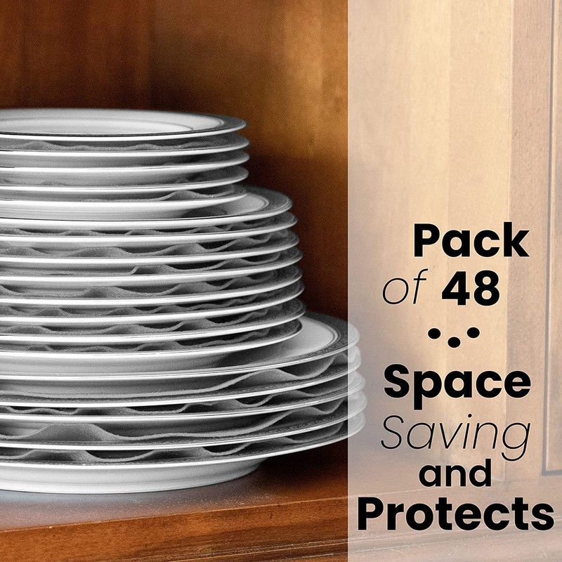 Felt Plate China Storage Dividers Dish Protectors (GREY, 48)