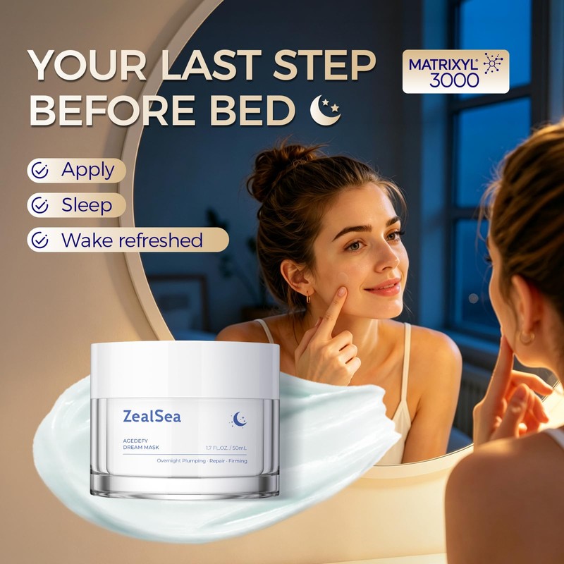 ZealSea Overnight Face Mask, Face Moisturizer, Anti Aging Night Cream