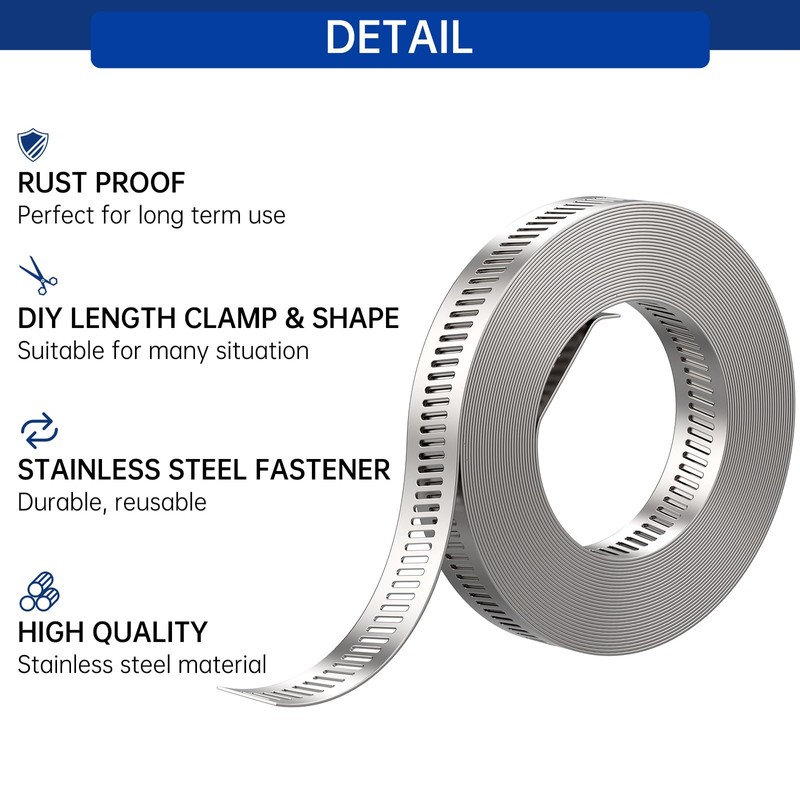 Fixirons Stainless Steel Hose Clamp Assortment Kit DIY, 13FT Metal