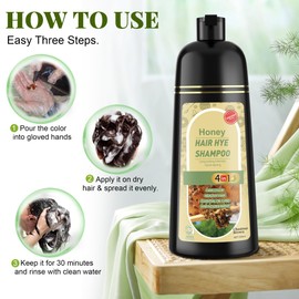 ZENITHGLO Chestnut Brown Hair Dye Shampoo 3 in 1 for Women & Men 100% Gray Hair Coverage - Herbal Ingredients Natural Plant Hair Color - Hair Dye in Minutes 17.6 Fl Oz