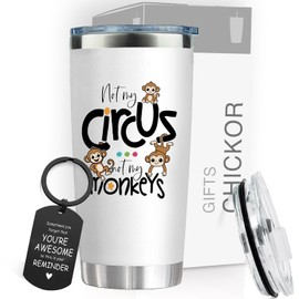 Not My Circus Not My Monkeys Travel Mug 20 oz with Lid - Funny Gifts for Boss, Coworkers & Retirement - Sarcastic Tumbler Idea for Mom, Mother, Mama - Birthday Christmas Presents from Daughter Son