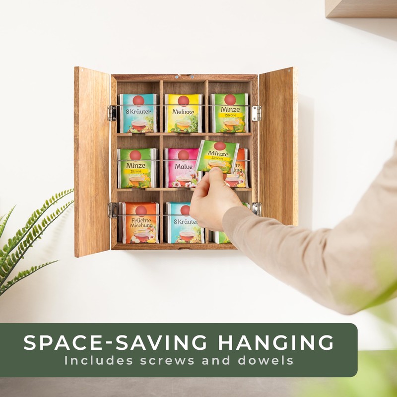 WALDWERK Tea Storage Organizer (9 Compartments) - Tea Organizer Made