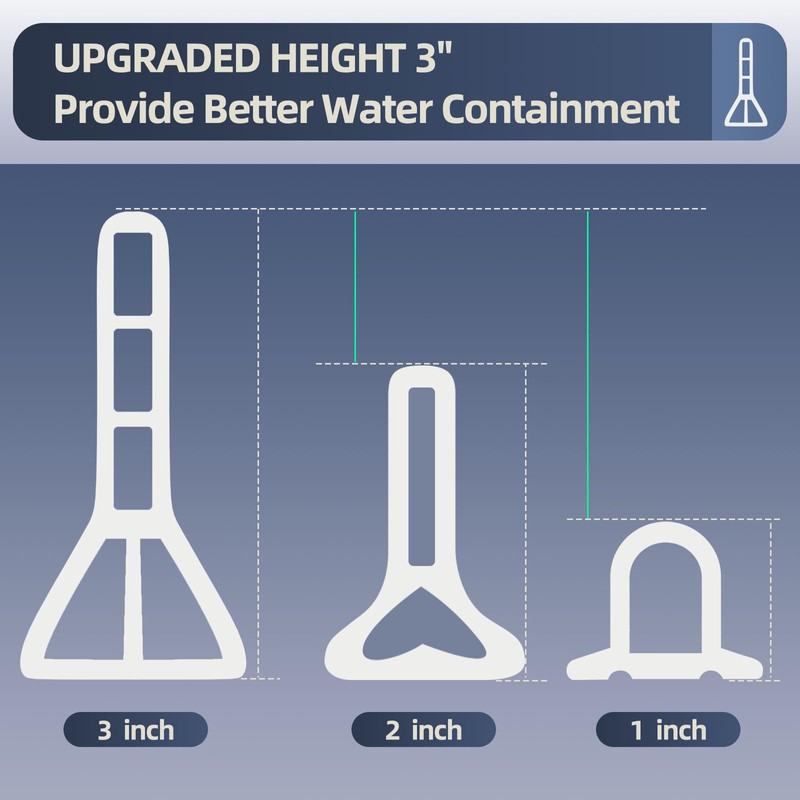(Upgraded)3” High Shower Threshold Water Dam 39 Inch Collapsible Shower