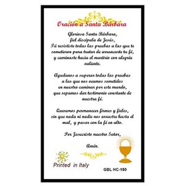 Gifts by Lulee, LLC Bendita Por Su Santidad Francisco Oracion Santa Barbara Tarjeta De Rezo Laminada