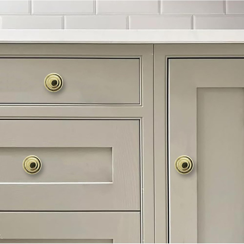 khtumeware 10-Pack Polished Brass Heavy Duty Solid Cabinet Knobs unlacquered