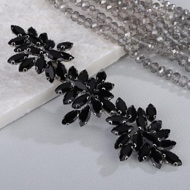 Rumtock Black Hair Clip Wedding Bridal Handmade Hair Comb Sparkle Silver Headpiece (Black)