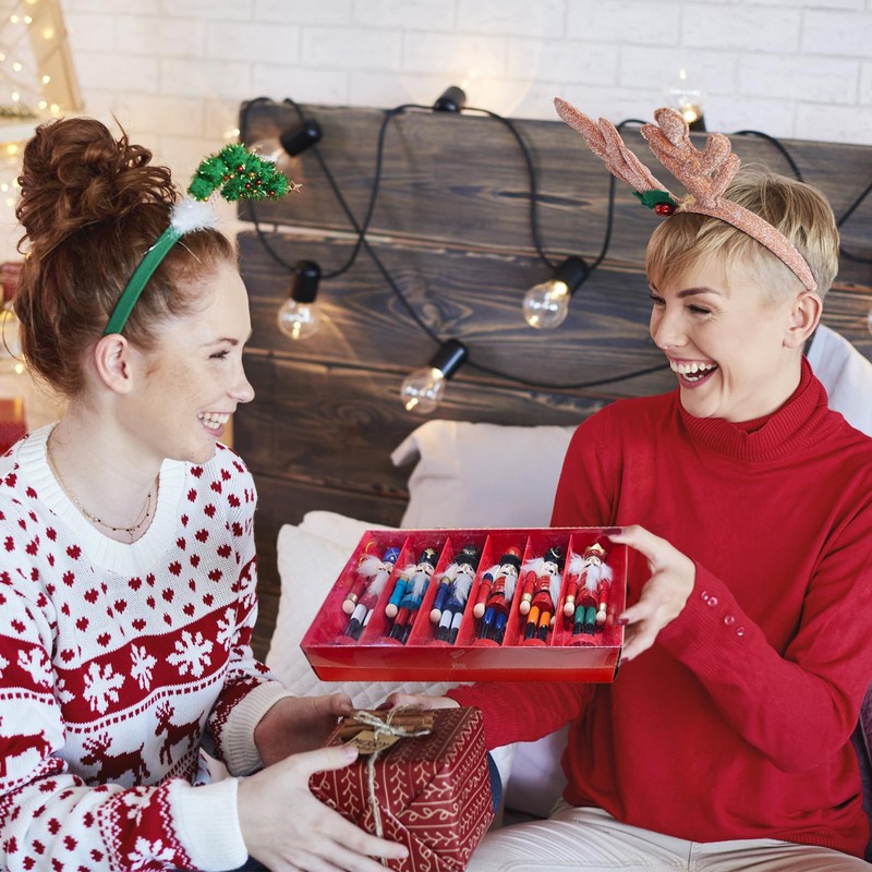 Andiker 6 Pcs Christmas Nutcracker Ornaments, Exquisite Wooden Nutcracker Soldier